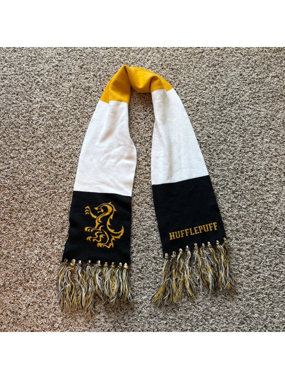 Hufflepuff Wizarding World of Harry Potter House Scarf, Black & Yellow Crest